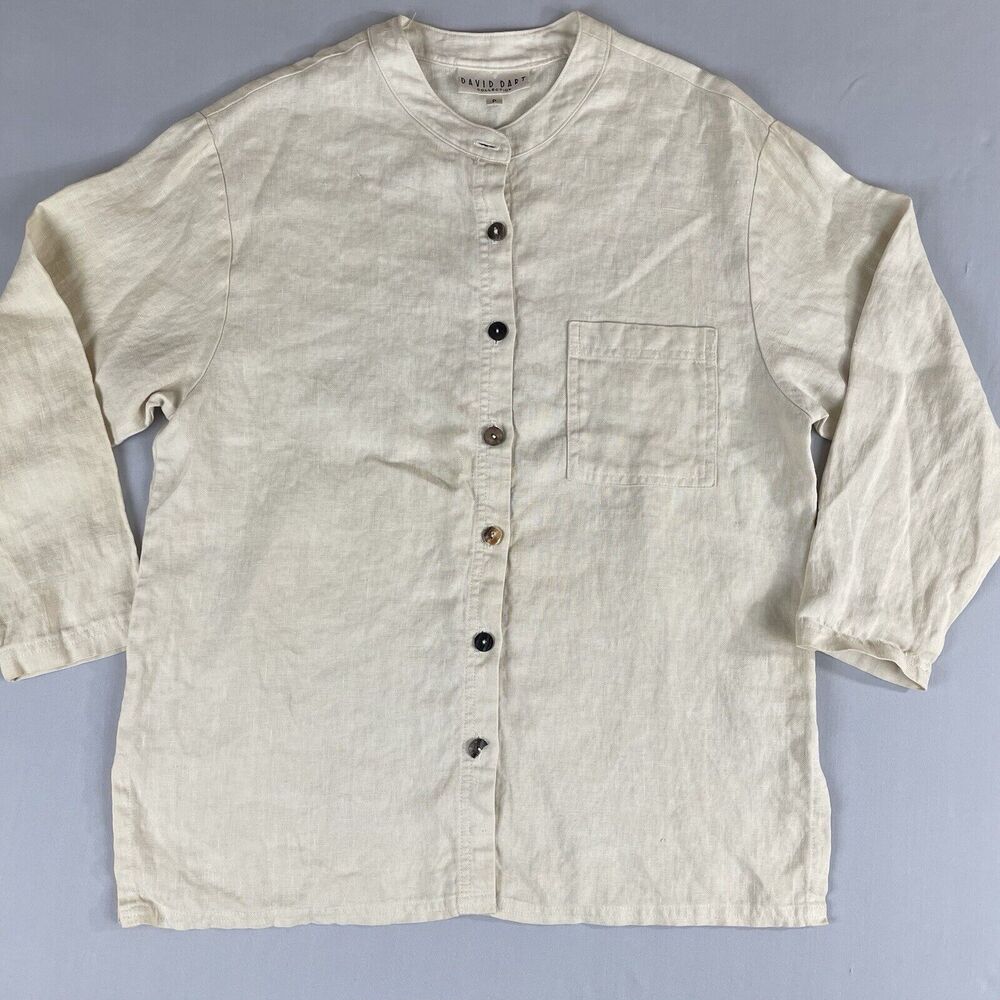David Dart 100% Linen Button Closure Blouse Women… - image 1